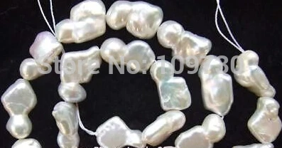 

Jewelry 00312 Natural 14-19mm White Pearl Freeform Loose Beads14"