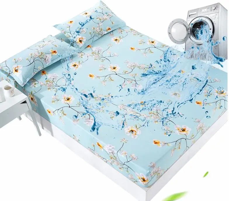 1pc 100%Polyester Fitted Sheet Mattress Cover Printing Bedding Linens Bed Sheets With Elastic Band Double Queen Size 160cm*200cm | Дом и сад