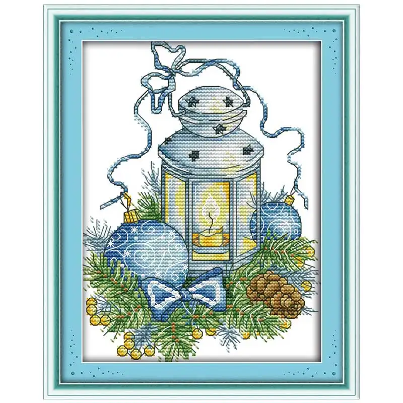 

The blue Christmas lights counted Cross Stitch 11CT 14CT Cross Stitch Set Wholesale DIY Cross-stitch Kit Embroidery Needlework