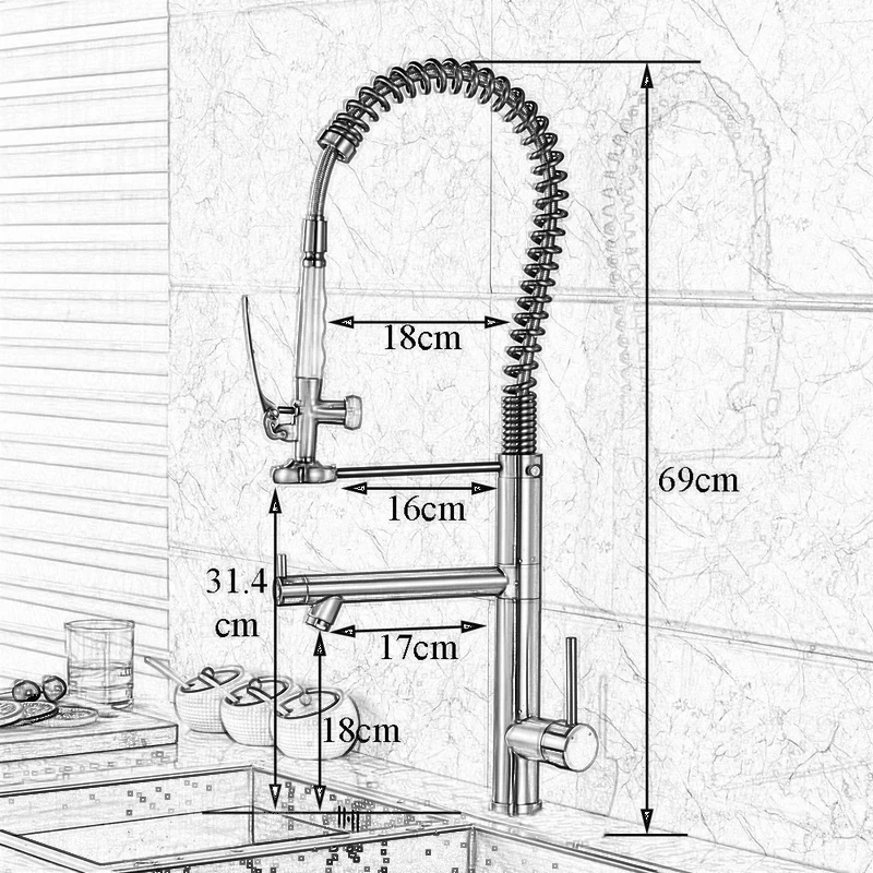 Solid Brass Tall Swivel Dual Spouts Spring Kitchen Faucet Mixer Tap Brush Nickle Deck Mounted | Обустройство дома