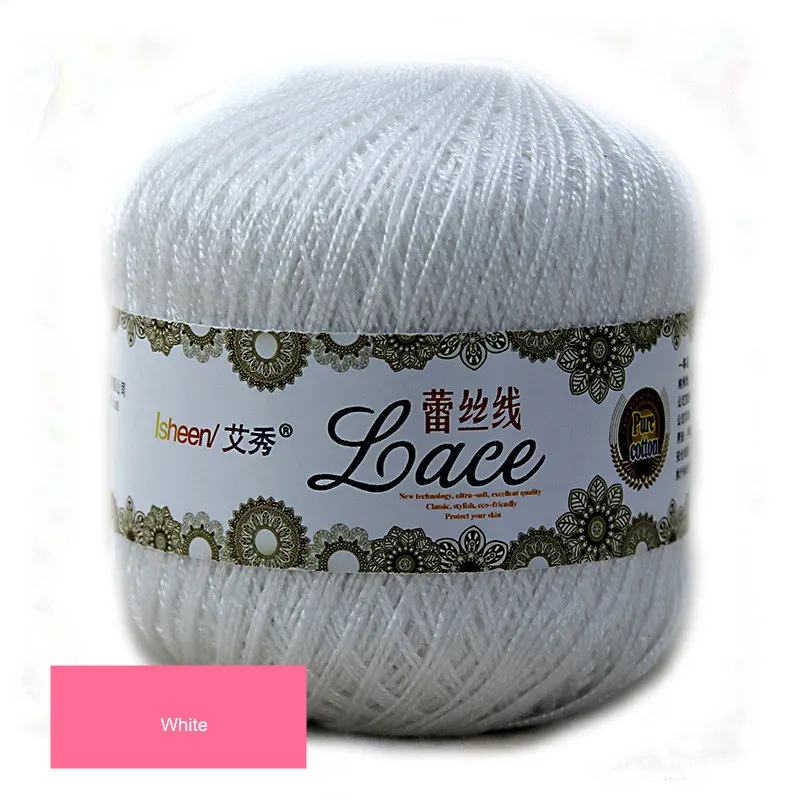 50 g/ball 8# Lace Crochet Thread Cotton Wool Fine Yarns Embroidery Crochet Knitting Lace Jewelry DIY Hand Knitting Threads - Цвет: White