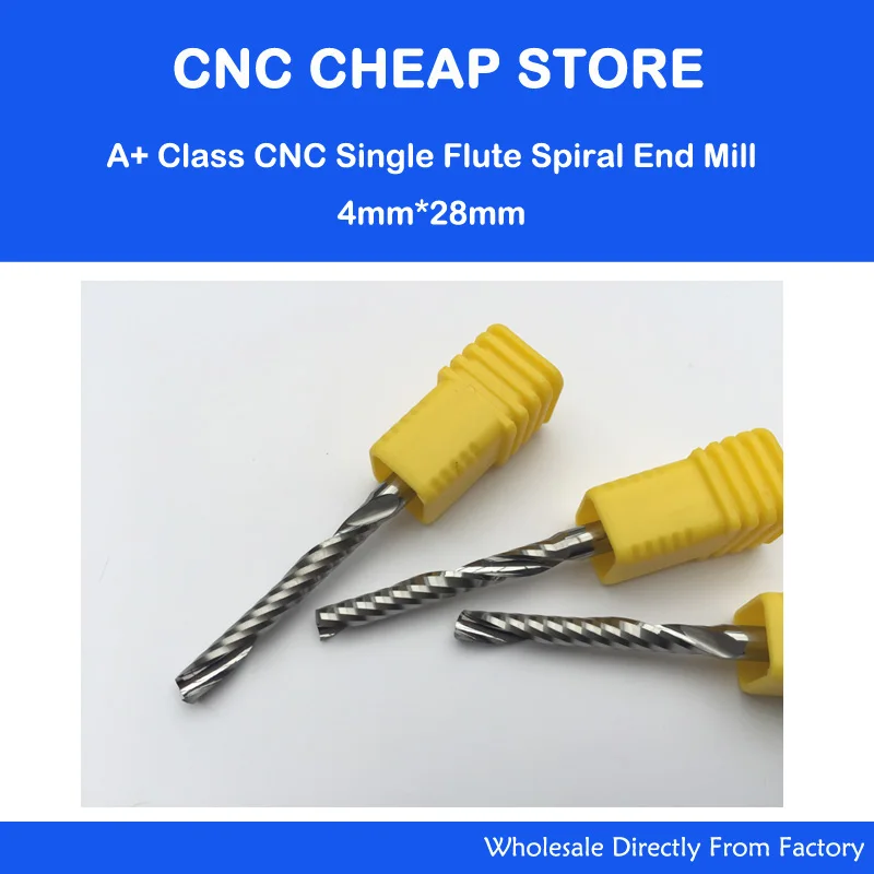 

Бесплатная доставка, 4 мм * 28, 2 шт./лот AAA одиночные фрезы Спиральные Фрезы с ЧПУ, сверла по дереву/концевые фрезы, для акриловых, ПВХ, МДФ, алюми...