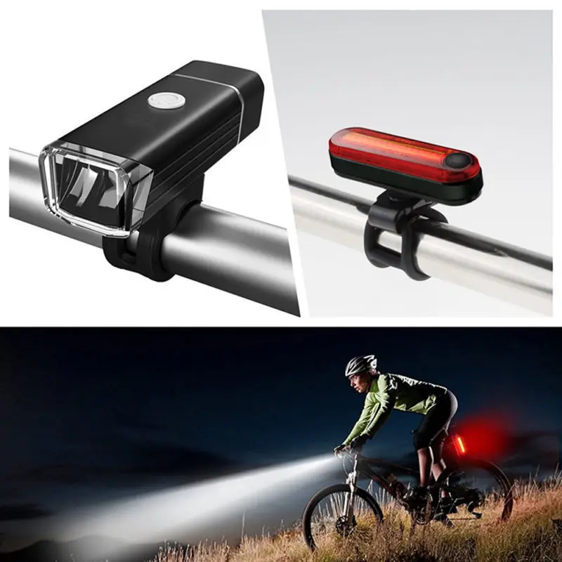 Bike Bicycle Lights USB LED Rechargeable Set Mountain Cycle Front Back Headlight | Спорт и развлечения