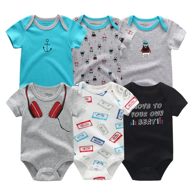 baby clothes6708 Новинка, 6 шт./лот, одежда для маленьких мальчиков, одежда для малышей с единорогом, Roupa de bebe, одежда для маленьких девочек, хлопковый Летний комбинезон для новорожденных 0-12 месяцев - Цвет: baby clothes6708