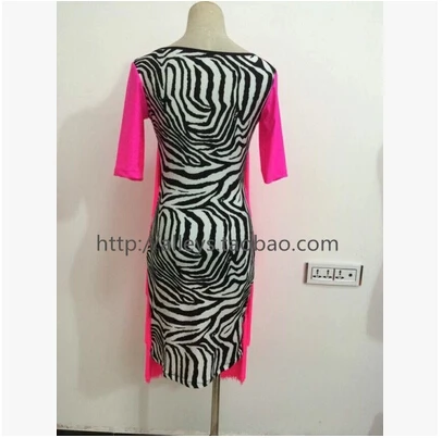 

Latin dance costume sexy half sleeves tassel zebra latin dance dress for women latin dance competition costume dress