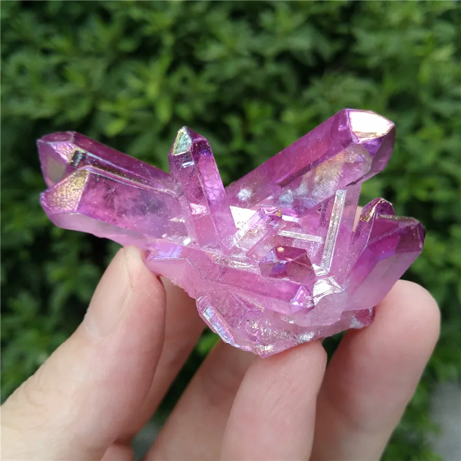 Rainbow Aura Crystal Cluster Purple Red Yellow Quartz Titanium Crystal-Reiki Healing and Terrariums Gift Home Decor | Дом и сад