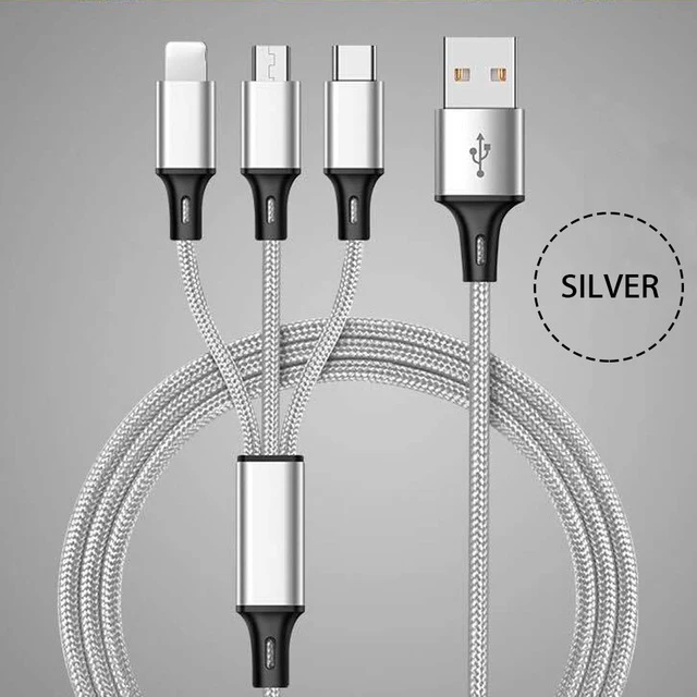 3 в 1 Micro usb-зарядное устройство кабель для зарядки данных для Xiaomi samsung Galaxy A3 A5 A7 A8 A8+ A9 Usb C Usbc кабель type-C - Цвет: Silver