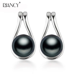 Модные Классические серьги из натурального пресноводного жемчуга для женщин, белыйрозовыйфиолетовыйсерыйчерный Лидер продаж, ювелирные изделия из стерлингового серебра 925 пробы