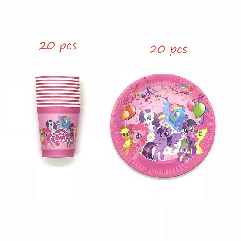 beipan-40pcs 61 шт./лот, одноразовые столовые приборы в стиле My Little Pony, кружки, тарелки, салфетки, детские скатерти для украшения дня рождения - Цвет: beipan-40pcs