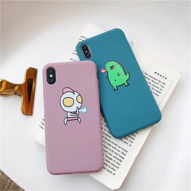 Простой милый чехол с рисунком Супермена и динозавра синий фиолетовый мягкий для