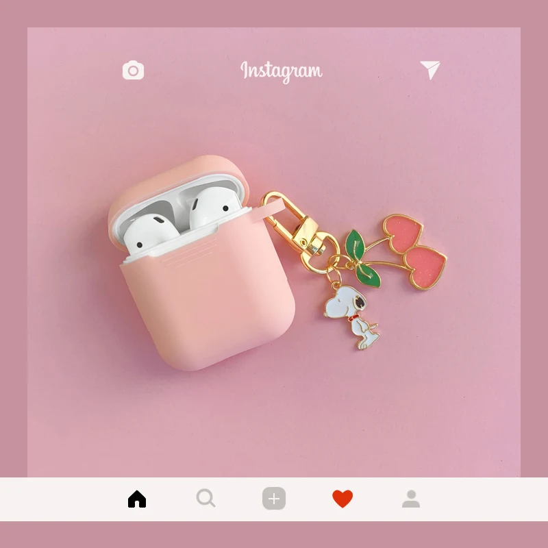 Милый мультяшный силиконовый чехол для Apple Airpods, чехол, аксессуары, Bluetooth наушники, мультяшный защитный чехол, вишневый собачий брелок
