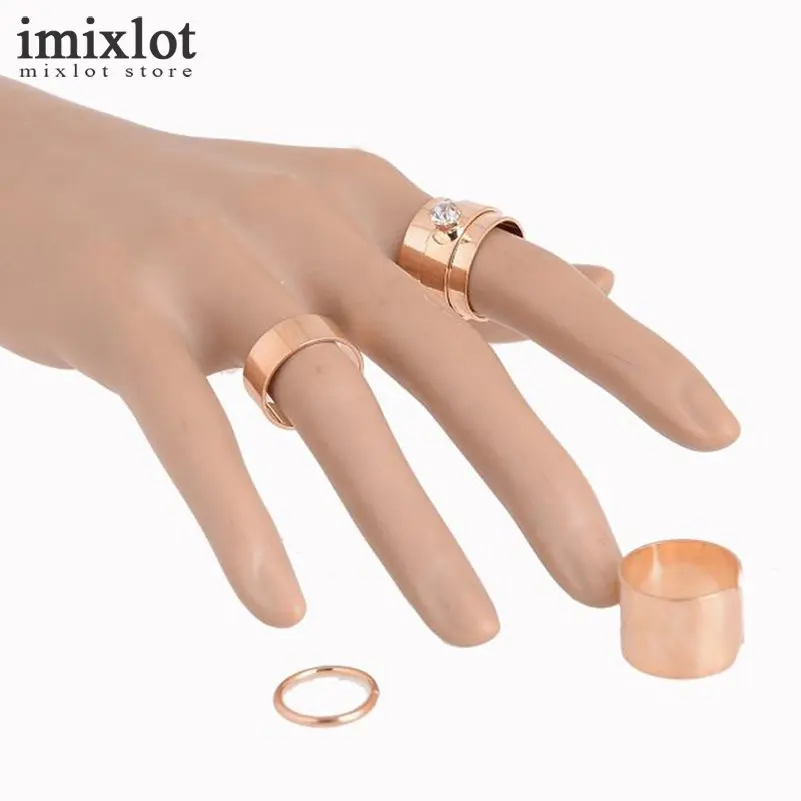 4 шт./компл. цвета: золотистый серебристый Цвета панк Кольца комплект Для женщин