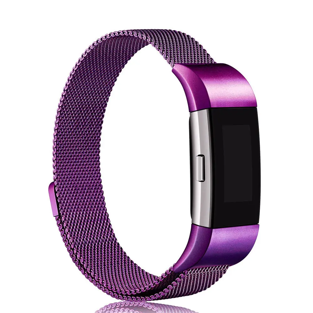 Смарт часы ремешок металл нержавеющий ремешок для Fitbit заряд 2 Band Миланский петля магнитный ремешок смарт браслет