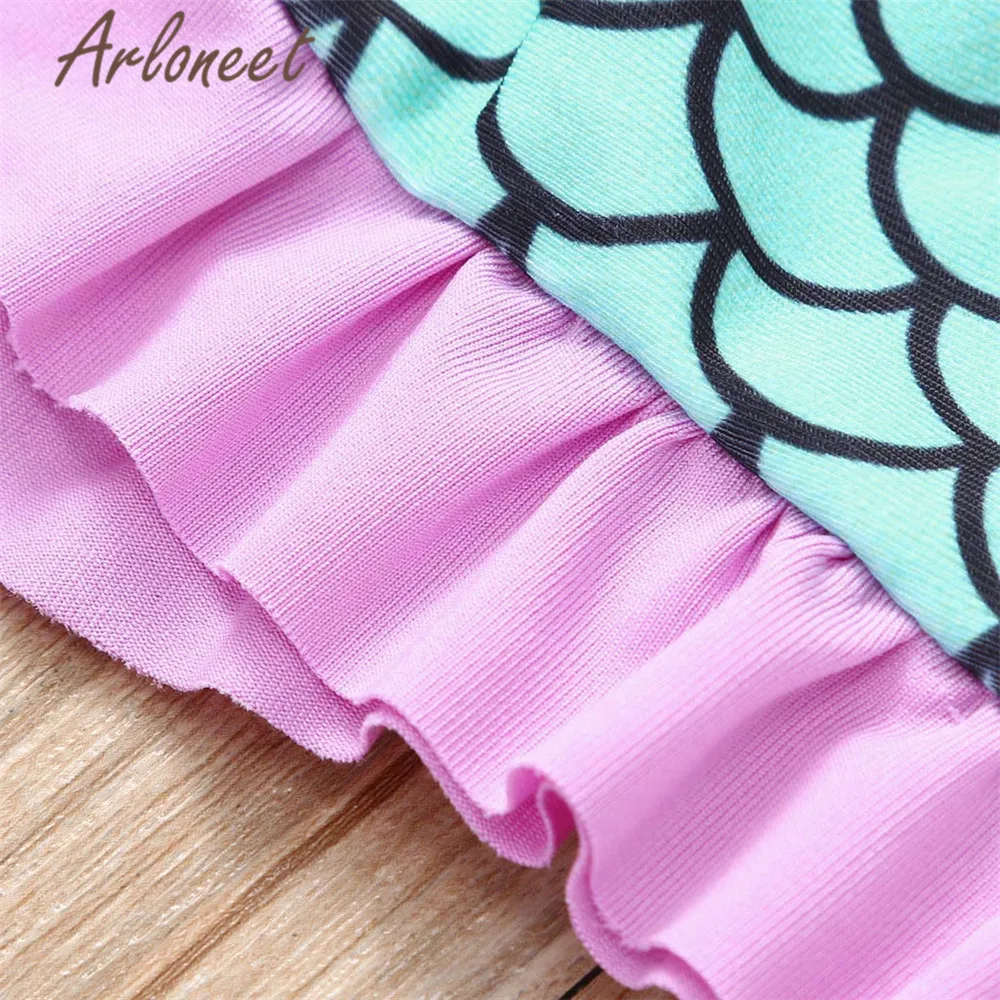 ARLONEET/одежда для малышей Купальный костюм девочек с оборками Топ бантом и рыбками