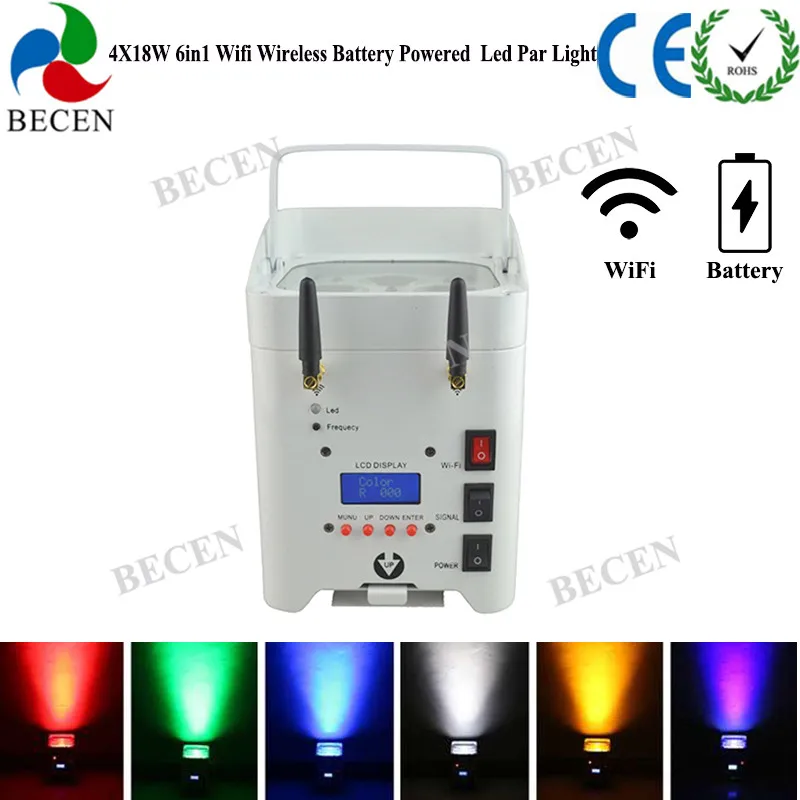IRC Remote control 4x15w RGBWA UV 6in1 par light Wifi APP Control Wireless DMX Battery Powered MINI LED uplight 4pcs | Лампы и