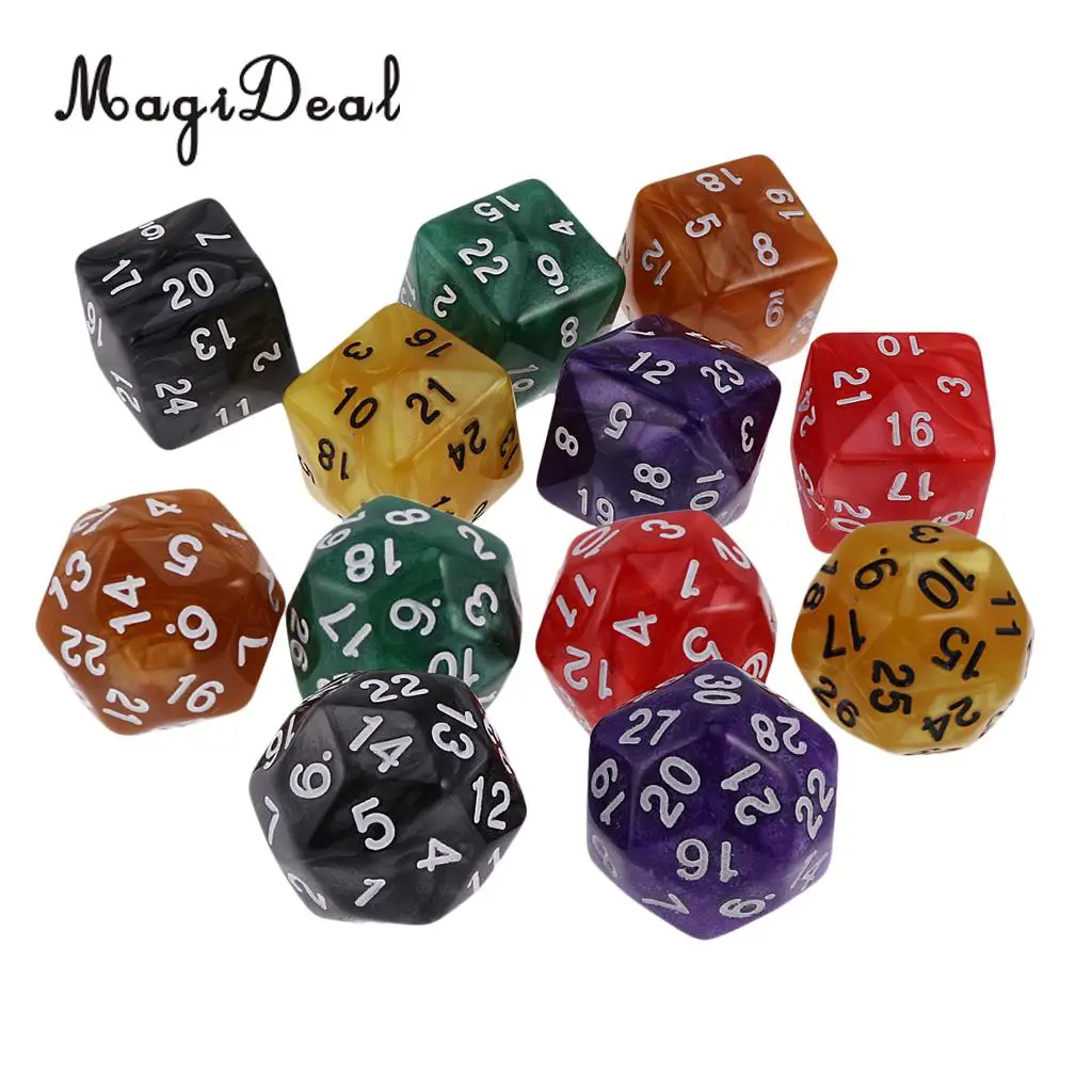 MagiDeal горячая Распродажа 12 шт Акриловые D30 D24 многогранные кости Плашки для D &amp TRPG