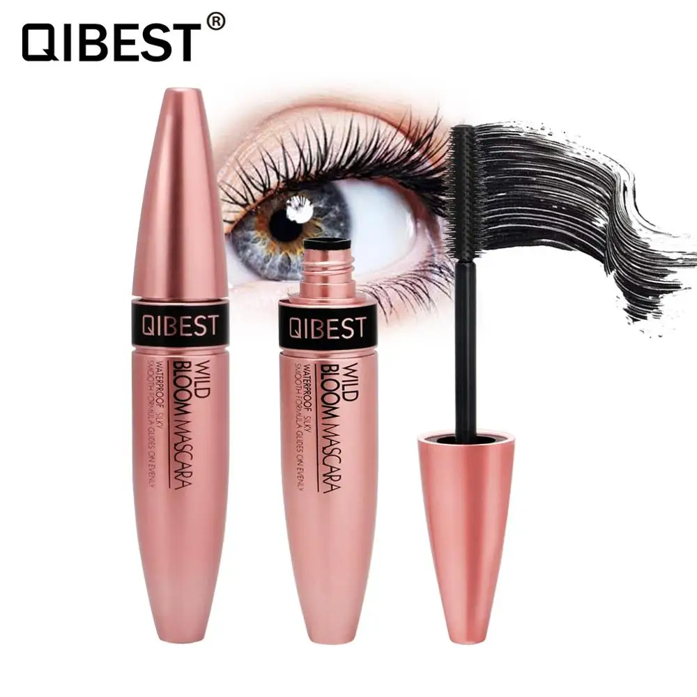 QIBEST Водонепроницаемый 4D макияж тушь для ресниц наращивание шелковое волокно