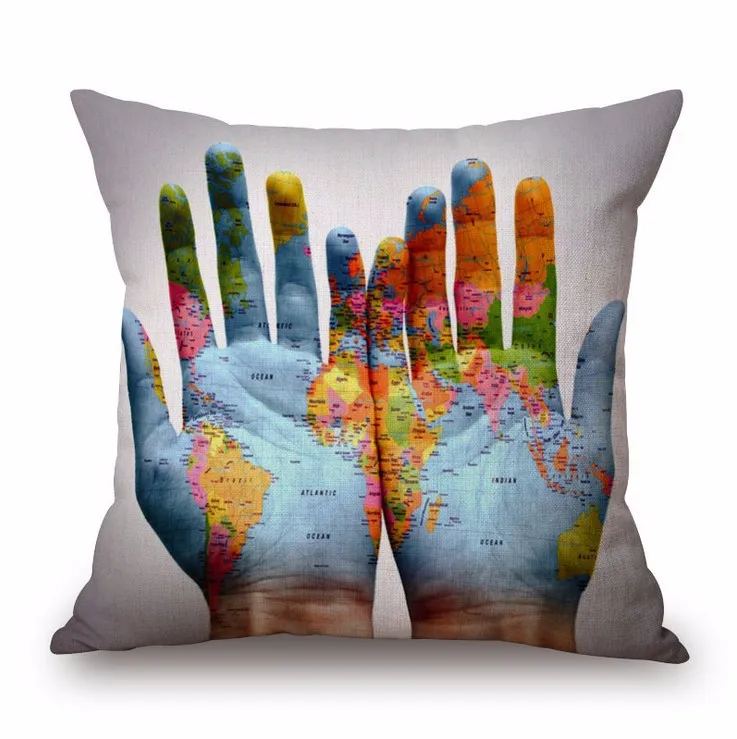 Домашний декор кровати красочная карта ручная Автомобильная подушка для дивана