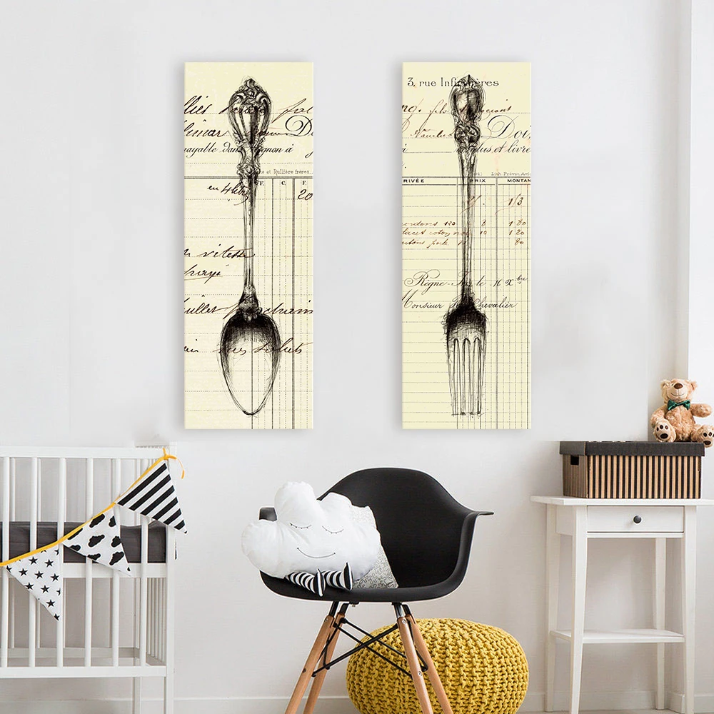 2 шт. вилка и ложка для столовой без рамки|canvas art|wall picturesart pieces |