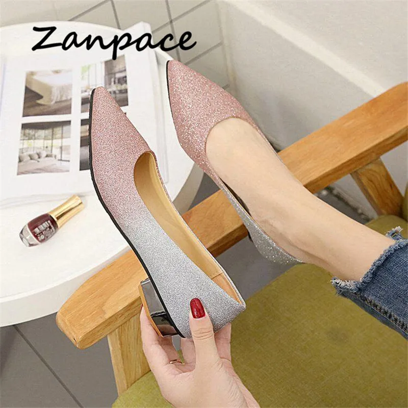Туфли ZANPACE женские на платформе заостренный носок низкий каблук свадебная обувь