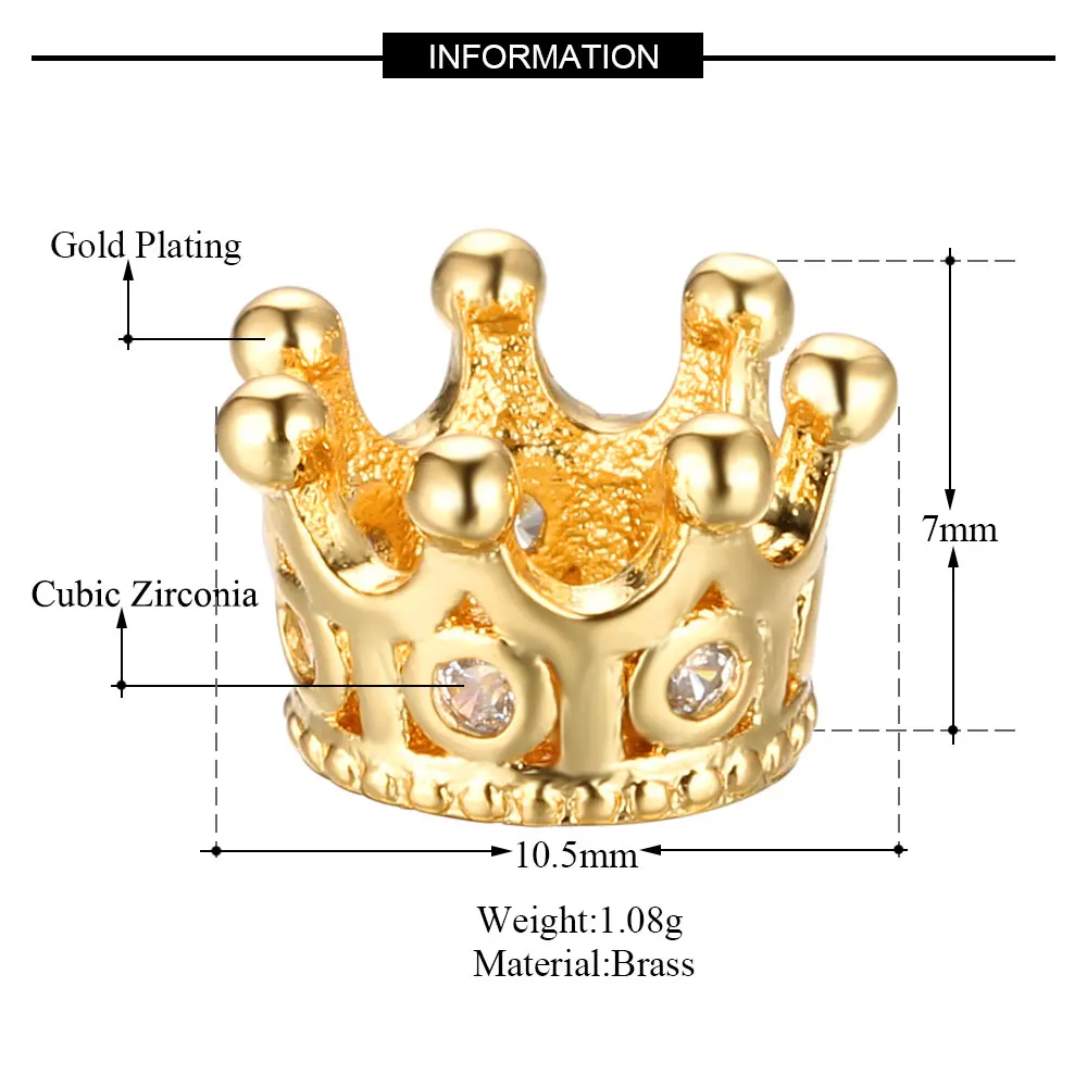 

Crown copper microinsert accessory Crown single hole pendant necklace DIY Charm 3pcs/lot 7*10.5mm SLCA201