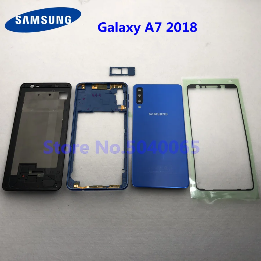 Для samsung A7 SM-A750F A750F полный Корпус Передняя средняя рамка пластина ободок Батарея задняя крышка двери чехол A7 A750