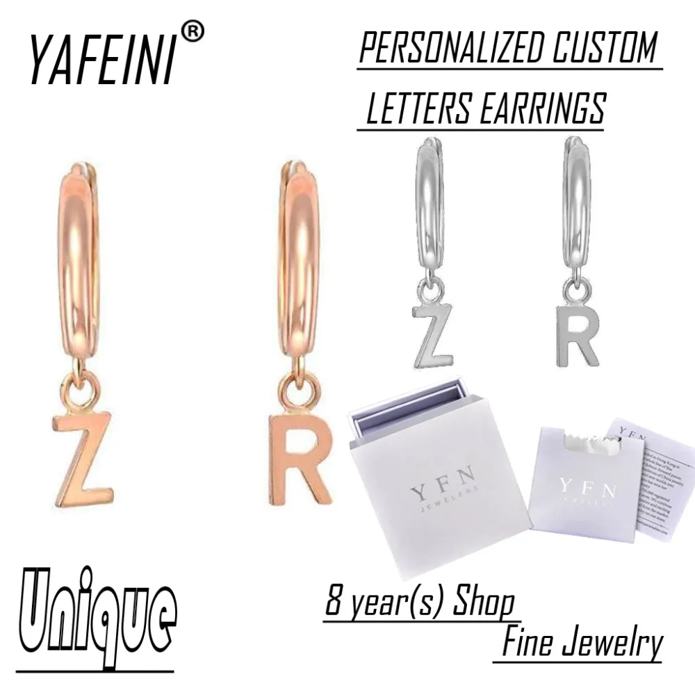 

Изящные Ювелирные изделия YAFEINI на заказ, уникальные индивидуальные висячие серьги с буквами инициала для женщин и девушек, Подарочная короб...