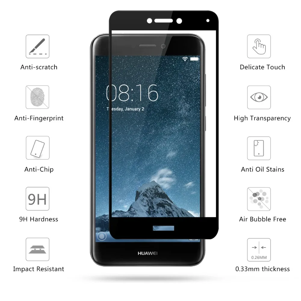 Закаленное стекло для Huawei Honor 8 lite Защитное экрана huawey honer life huawai honar honor8