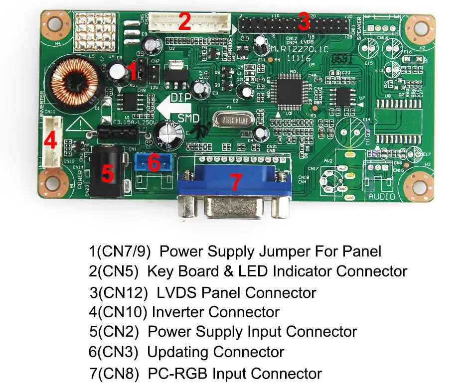 M.RT2270 LCD/LED Controller Driver Board(VGA) LVDS Monitor Reuse Laptop 1366x768 For B156XW02 V.2 BT156GW01 v4 | Компьютеры и офис
