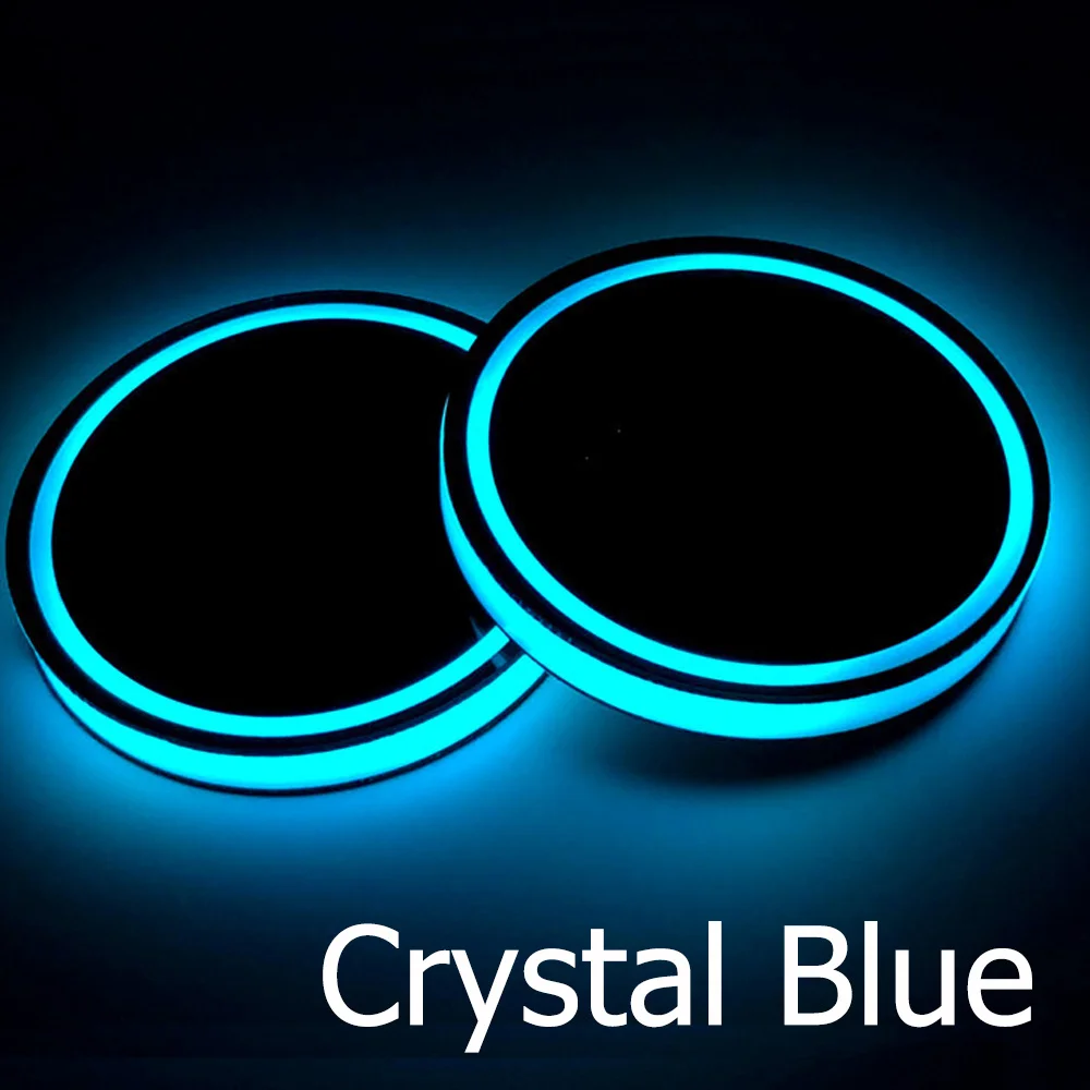 Crystal Blue 2 шт. Универсальный светодиодный Автомобильный держатель для чашки Нижняя накладка светодиодный светильник накладка атмосферный светильник s Противоскользящий коврик красочный светильник coaster - Испускаемый цвет: Crystal Blue