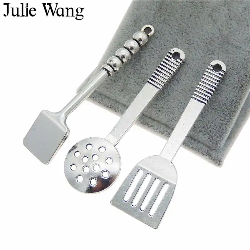Julie Wang 3 шт. Смешанная кухонная лопатка подвески сплав античный серебряный цвет