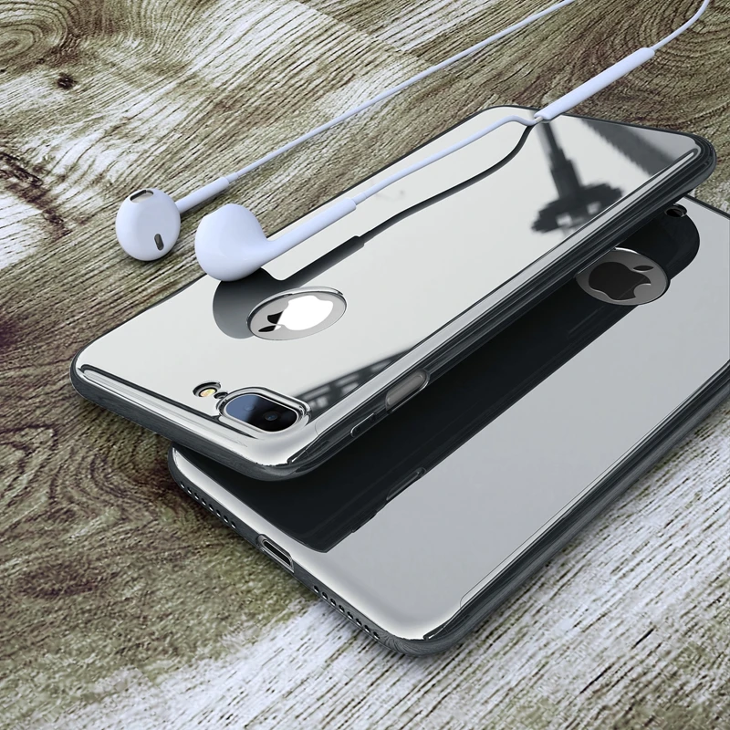 PC покрытие зеркала 360 градусов полный защитный чехол для iPhone X 7 8 6 S Plus 10 + стекло