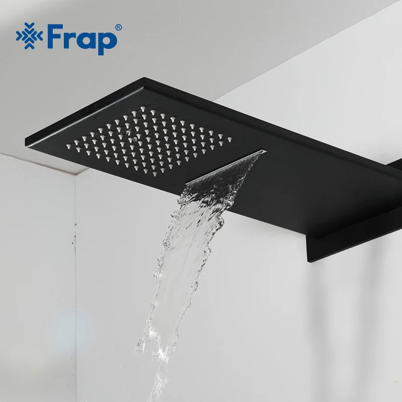 Frap черный хромированный смеситель для душа настенный скрытый латунный массажные