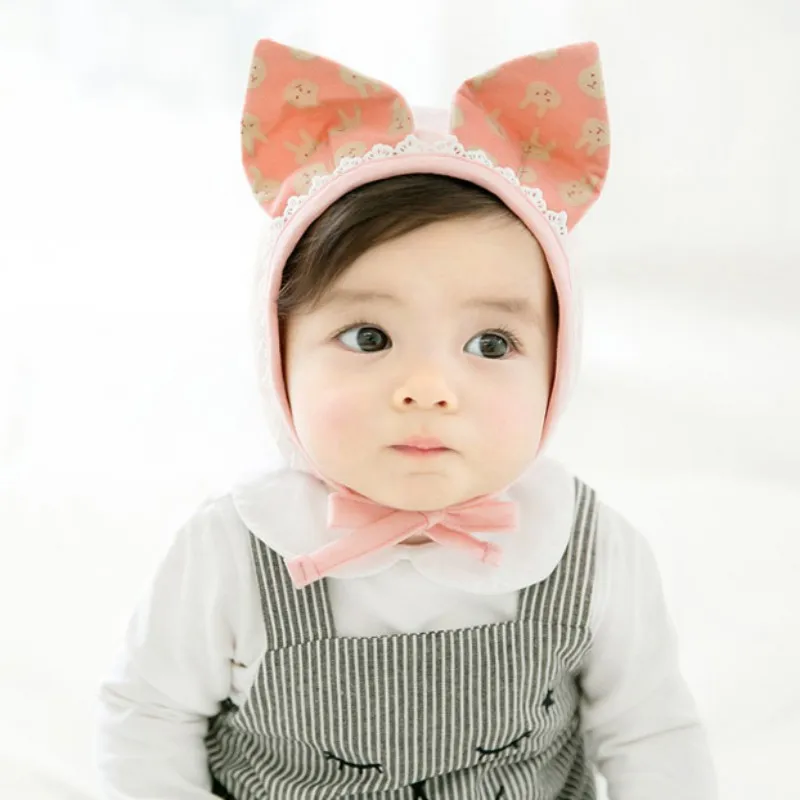 

Newborn Baby Infant Spring Hat Ear Protection Toddler Wool Ear Knitting Hats Lovely Warmer Caps Kids Hats New
