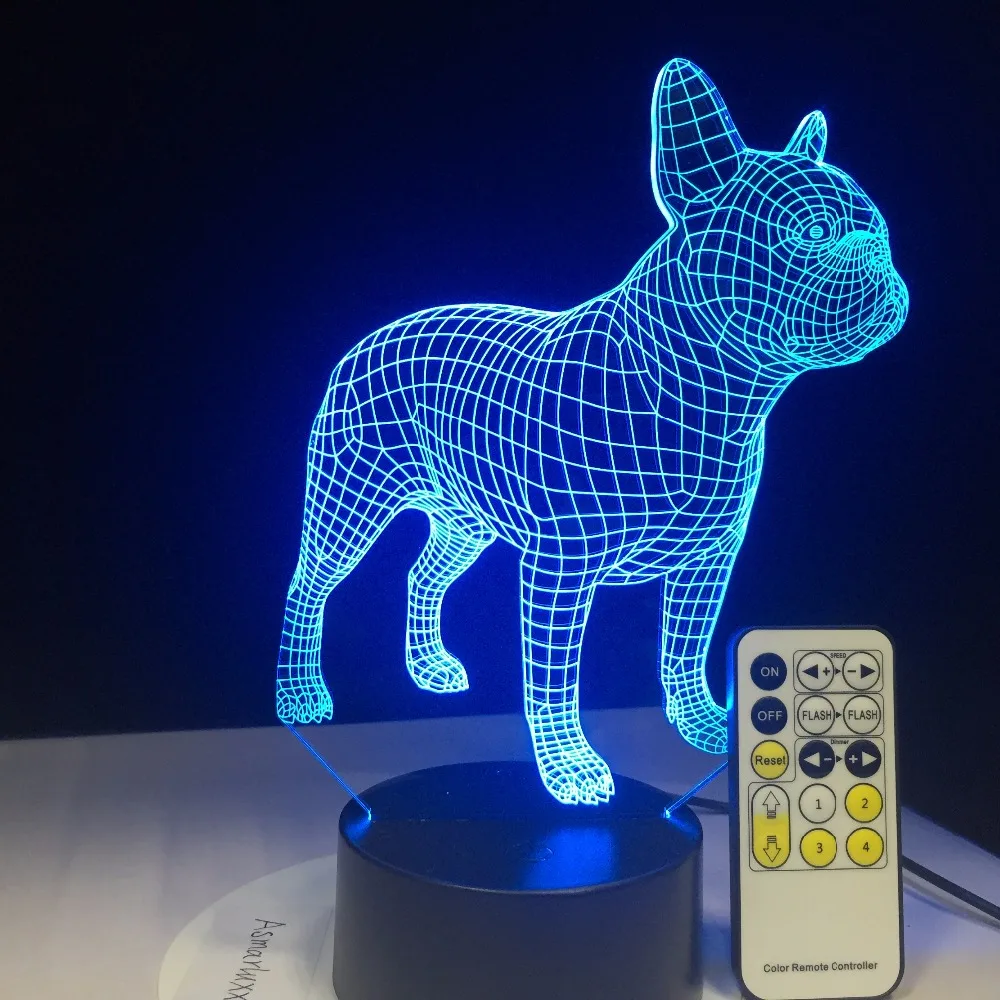 Настольная 3d лампа в виде французского бульдога с дистанционным или сенсорным