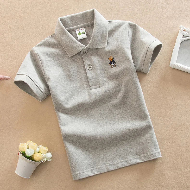 Детская одежда 2017 г. Хлопковая серая рубашка с короткими рукавами для маленьких