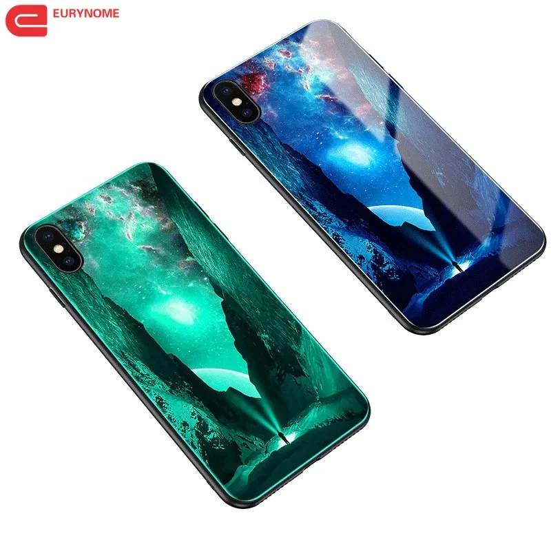 Чехол из закаленного стекла для Iphone 11 Pro XS Max XR X Чехол светящийся противоударный мультяшный чехол для Iphone 11 8 7 Plus 6 6s Plus чехол