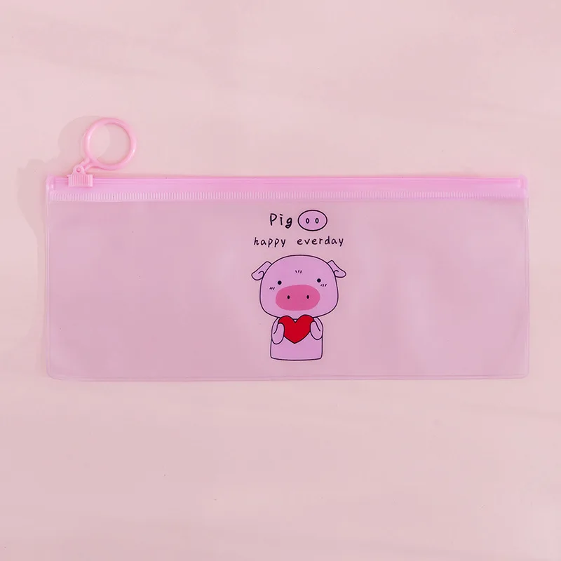 style 2 1 шт. Kawaii Розовая Свинья прозрачный водонепроницаемый мешок для документов на молнии школьные пеналы для карандашей милая девочка канцелярские принадлежности подарок - Цвет: style 2