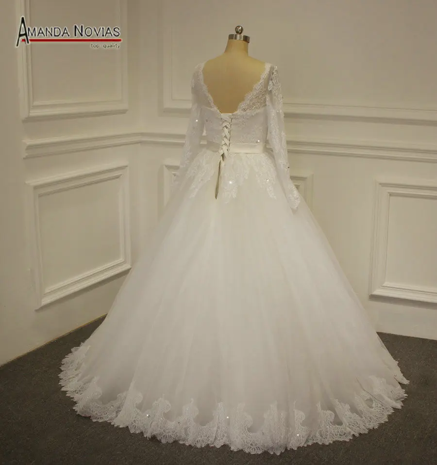 Платье с длинным рукавом и кружевной аппликацией в пол 2019|long sleeve wedding dress|sleeve