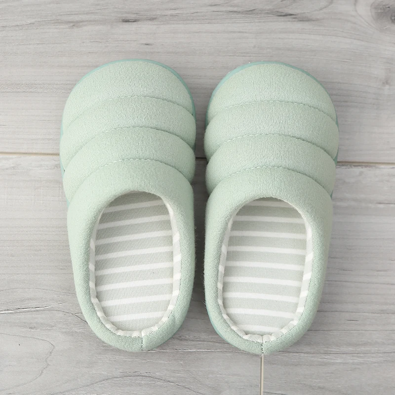 light green Детские хлопковые тапочки; сезон осень; мягкая домашняя обувь для мальчиков; нескользящая теплая Домашняя обувь для девочек; Новинка года; сезон зима - Цвет: light green