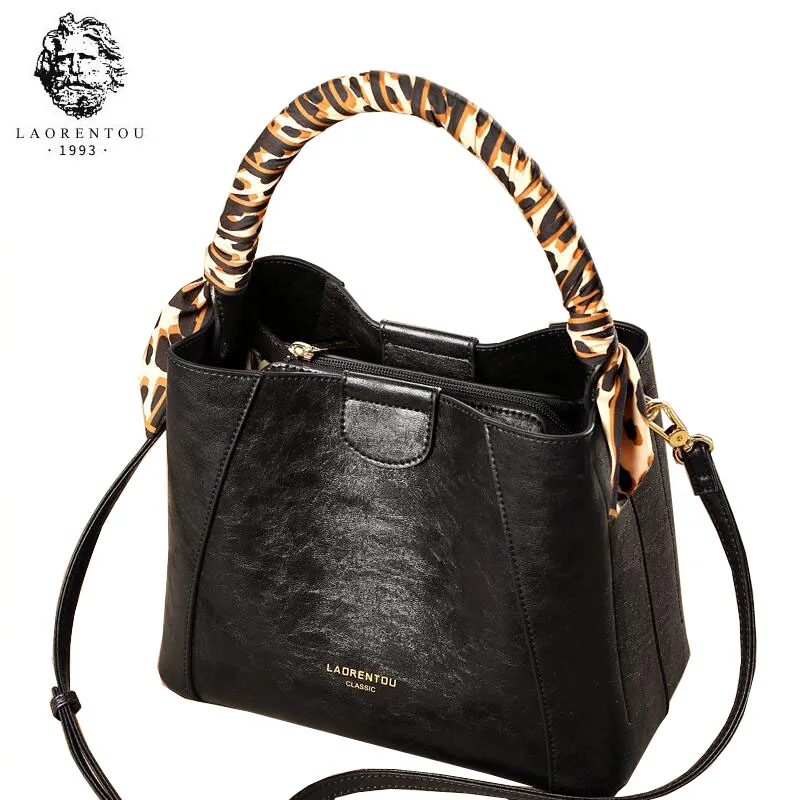 LAORENTOU high quality fashion luxury brand new leather handbags fashion wild portable bucket bag ladies shoulder Messenger