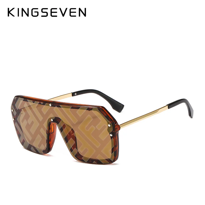 KINGSEVEN, ретро Квадратные Солнцезащитные очки для женщин, фирменный дизайн, металлическая оправа, негабаритные солнцезащитные очки, модные женские градиентные оттенки - Цвет линз: C04