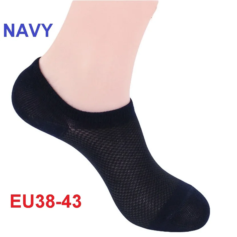 navy EU38-43 5 пар/лот, мужские носки,, классические мужские короткие носки из бамбукового волокна и хлопка, невидимые мужские носки, тапочки с закрытым носком - Цвет: navy EU38-43