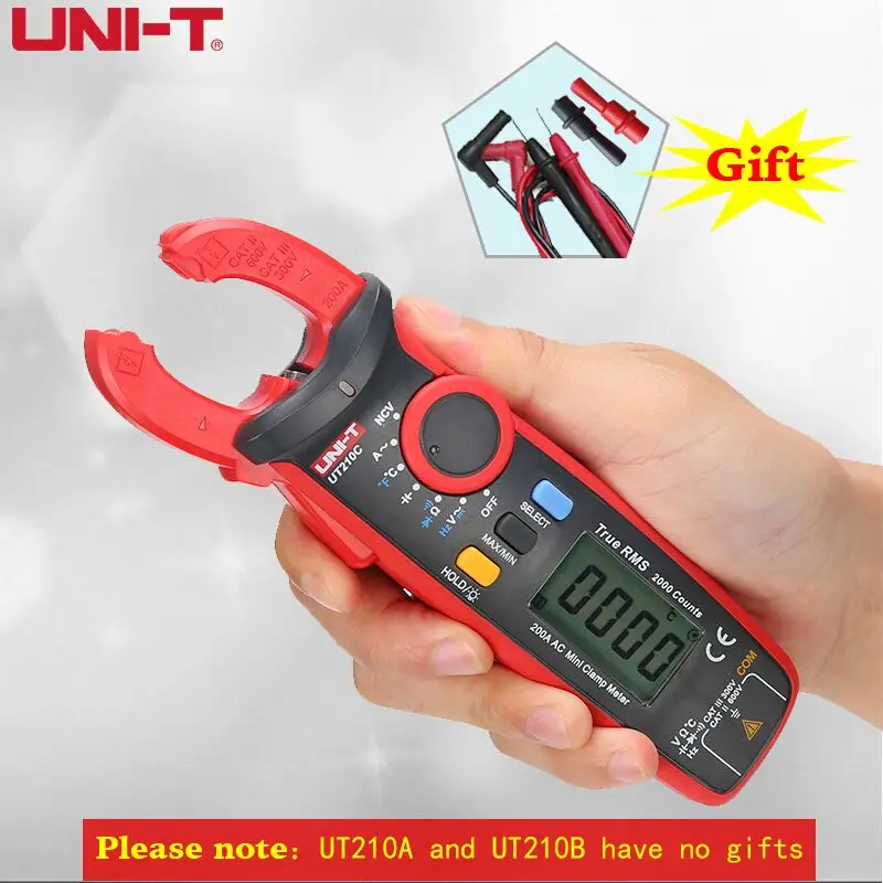 UNI T мини Цифровые токовые клещи UT210A UT210B UT210C UT210D UT210E true rms Авто Диапазон AC DC