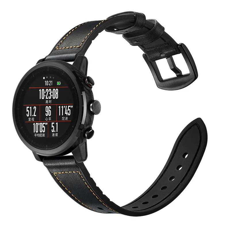 Кожаный силиконовый браслет для xiaomi Huami Amazfit темп ремешок 22 мм мягкий пояс для amazfit stratos 2 smart watch ремень ZZQing