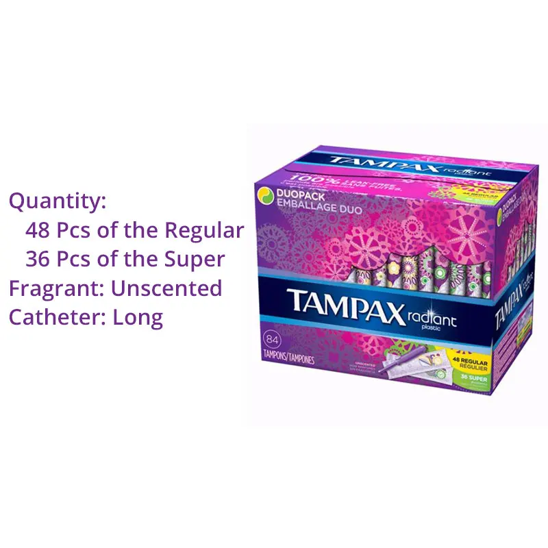 84 Pcs Tampax лучистый тампон супер и регулярная впитываемость ватные тампоны с катетером герметичный водонепроницаемый заменить гигиенические салфетки - Цвет: 84 Pcs