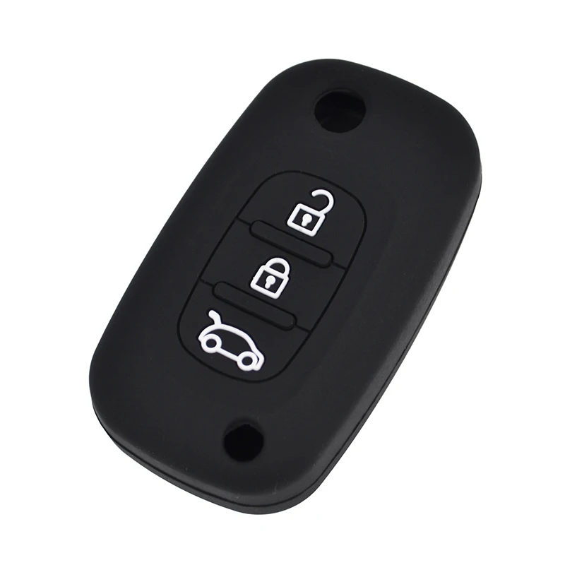 BLACK Силиконовый чехол-брелок с 3 кнопками, подходит для LADA PRIORA SEDAN SPORT KALINA GRANTA VESTA X-RAY, защитный чехол - Название цвета: BLACK