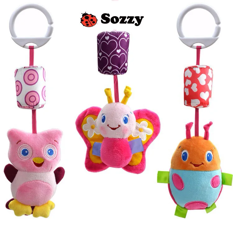 3 pcs Sozzy Baby Mobile Bed Hanging Plush Dolls Animal Bells Ring 0 -1 Years Rattle Toys Free Shipping DH08 | Игрушки и хобби