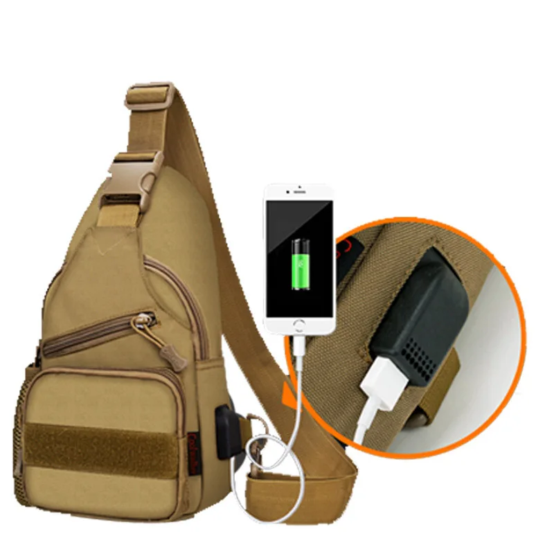 Тактическая Сумка Слинг Molle с USB разъемом повседневная нейлоновая Военная
