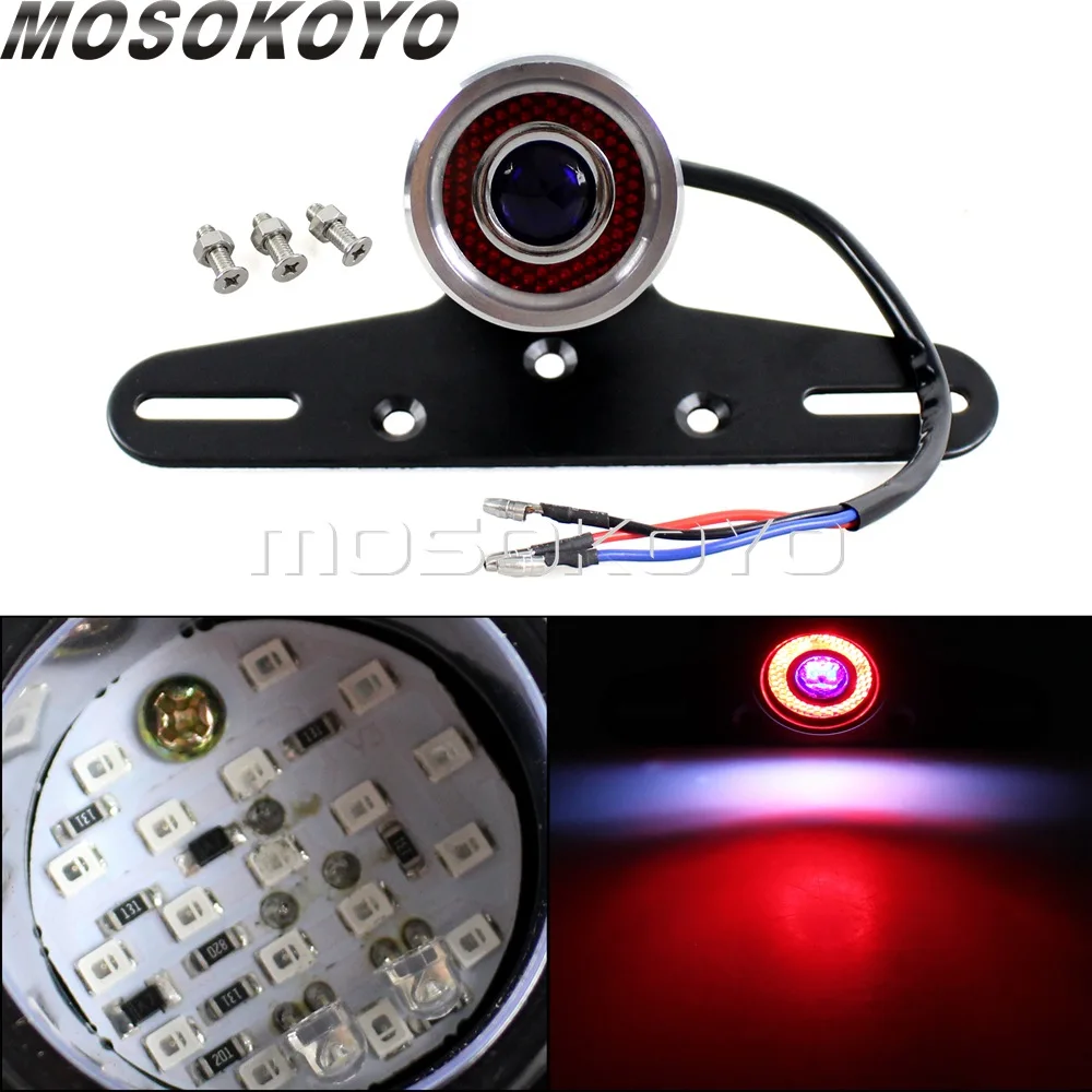 

Motorcycle Retro LED Taillight License Plate Light Universal Brake Stop Lamp For Harley Chopper Bobber Cafe Racer Cruiser Custom